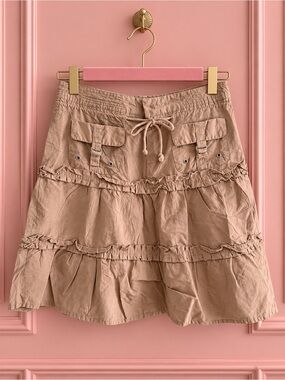 Y2K Tan Cargo Tiered Skirt Size S